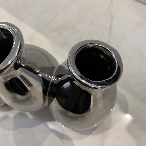 🧓🏼MT Torre & Tagus mini carafe 3 bud silver ceramic vase - Picture 2 of 3